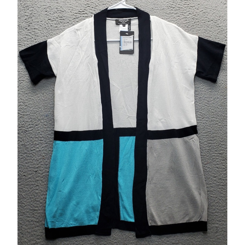 Angel Apparel Cardigan Womens Small Multi Colorblock Knit Long Sleeve Open Front